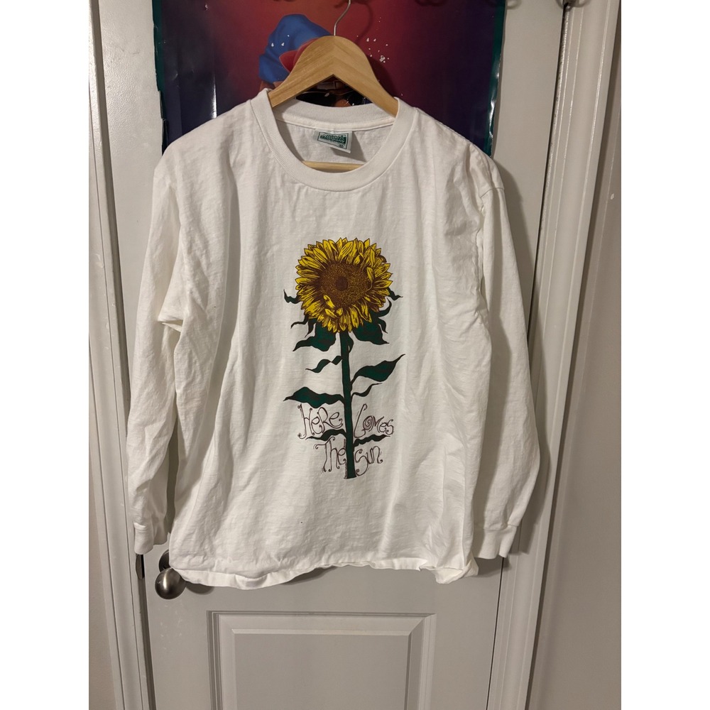 The Aussie T Company Here Comes The Sun Sunflower White Long Sleeve Shirt Mens M